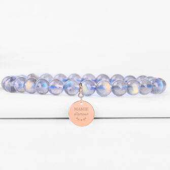 Labradorite Bracelet with Engravable Disc – Celestial Glow