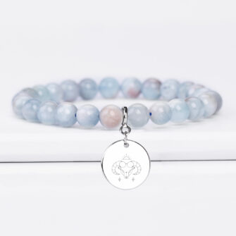 Aquamarine Bracelet with Engravable Disc – Calming Waves